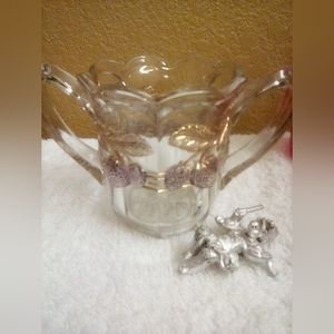 Vintage Gold and Grape Embossed Two Handle Sugar Cup